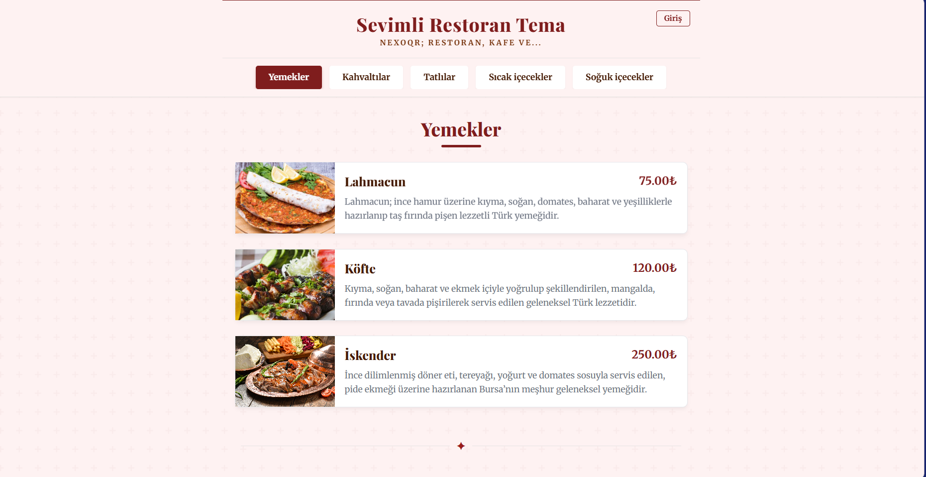 Sevimli Restoran Tema